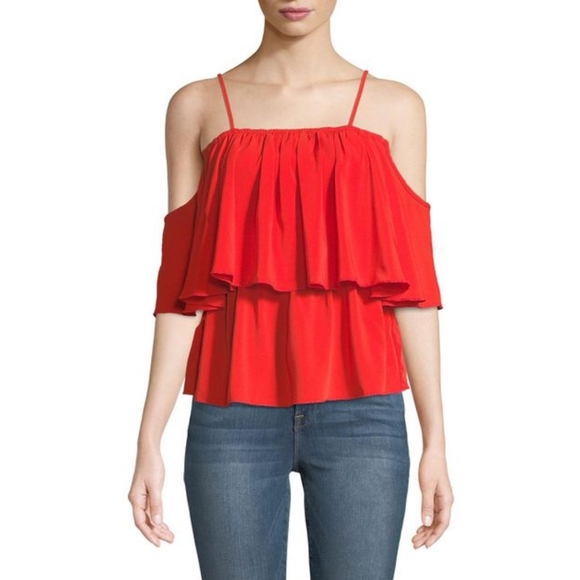 Bishop + Young Red Cold Shouldered Sleeved Bloyse3 - Picture 1 of 8